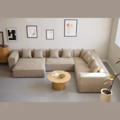 Hailey - U-sofa modulsofa i sand med 4 moduler - Højrevendt chaiselong L: 368 X D: 247 X H: 65 cm