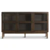 Havana egetræ glas skænk/vitrineskab i røget eg med 3 låger - 80x40x140 cm