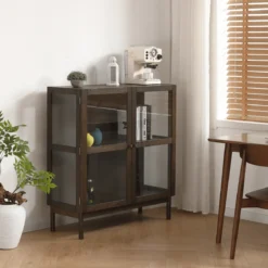 Havana vitrineskab i røget eg med 2 låger - 110x40x100 cm