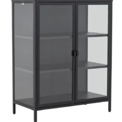 Herman glas skænk/vitrineskab - Sort metal 80x40x105 cm