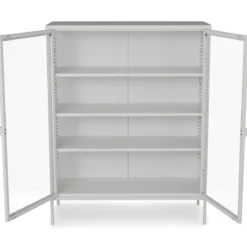 Herman glas skænk/vitrineskab - Hvidt metal 80x40x105 cm