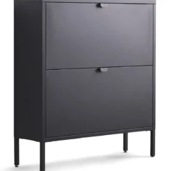 Herman Skoskab - Sort metal med 2 rum - 80x26x89 cm
