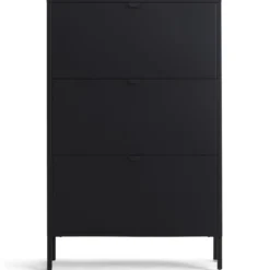 Herman Skoskab - Sort metal med 3 rum - 80x26x125 cm