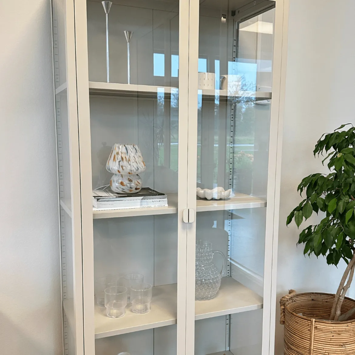 Herman Vitrineskab - Beige metal/glas - 110x40x140 cm