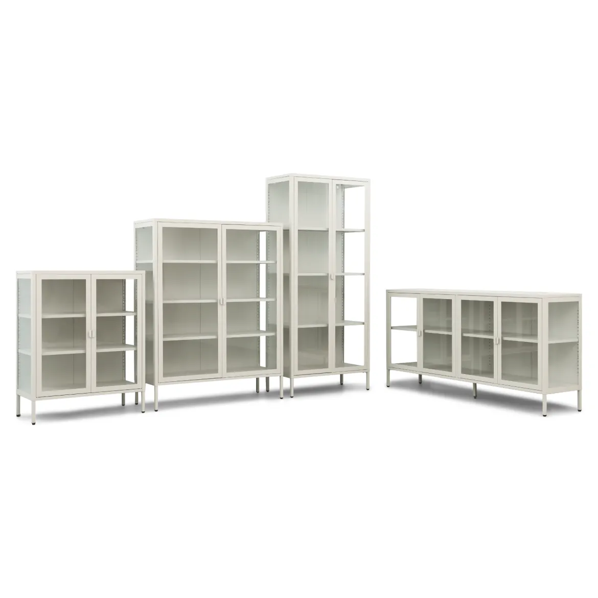 Herman Vitrineskab - Beige metal/glas - 110x40x140 cm