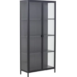 Herman Vitrineskab - Sort metal/glas - 80x40x180 cm