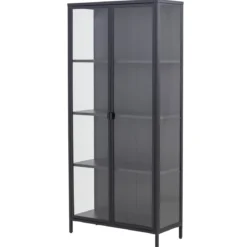 Herman Vitrineskab - Sort metal/glas - 80x40x180 cm