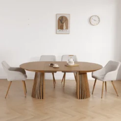 Jenna spisebordstol - beige tekstil med egelook