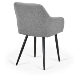 Jenna spisebordstol - grå tekstil med sorte ben