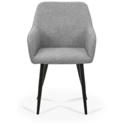 Jenna spisebordstol - grå tekstil med sorte ben