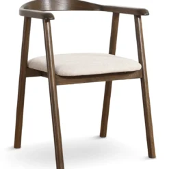 Jocelyn spisebordsstol i røget eg med beige stof sæde