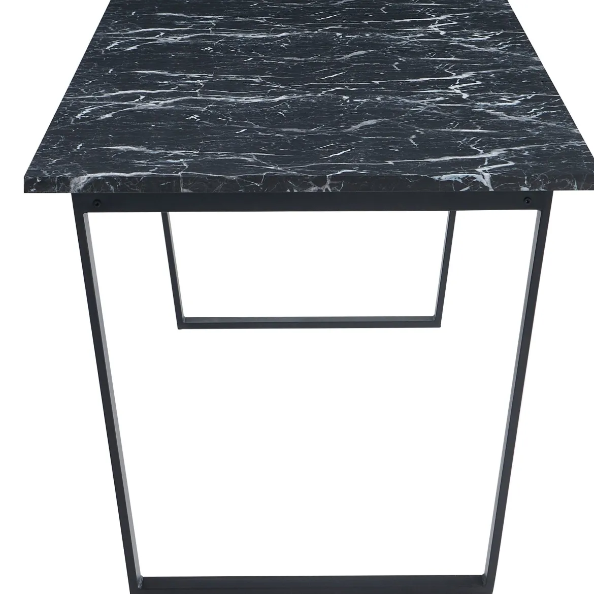Karl spisebord i mat sort med marmor look - 210 x 90 cm