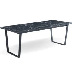 Karl spisebord i mat sort med marmor look - 210 x 90 cm