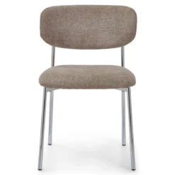 Lucinda spisebodsstol i chrome med sand tekstil