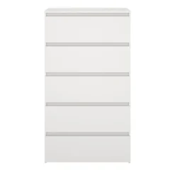 Maise kommode H:114 x B:65 x D:41 cm med 5 skuffer i hvid