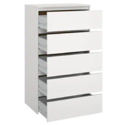 Maise kommode H:114 x B:65 x D:41 cm med 5 skuffer i hvid