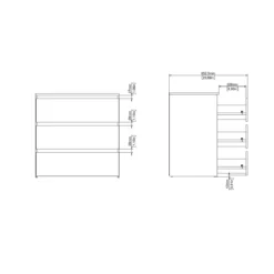 Maise kommode H:70 x B:70 x D:41 cm med 3 skuffer i egelook