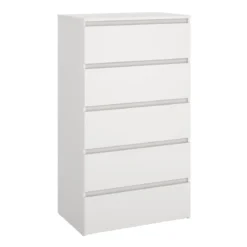 Maise kommode H:114 x B:65 x D:41 cm med 5 skuffer i hvid. Uden emballage / Mindre skader - se produktbeskrivelse (OUB12278)