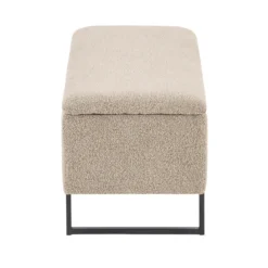 Malika bænk med opbevaring i beige boucle 95x35x40 cm