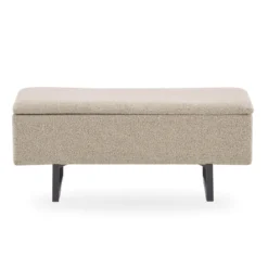 Malika bænk med opbevaring i beige boucle 95x35x40 cm