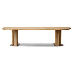 Matteo - Plankebord med lamelfod i olieret/natur massiv eg 300x120x77 cm