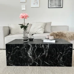 Maxine sofabord sort marmor look 90x50 cm