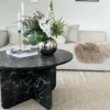 Mercy sofabord sort marmor look Ø80 cm