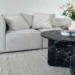 Mercy sofabord sort marmor look Ø80 cm