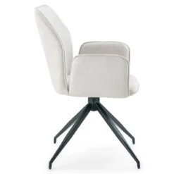 Minna Spisebordsstol - beige tekstil med drejefunktion 360 grader