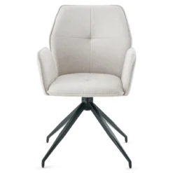 Minna Spisebordsstol - beige tekstil med drejefunktion 360 grader
