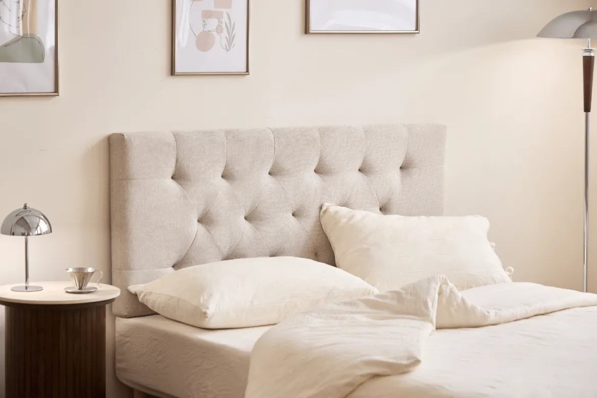 Nia sengegavl 180x63 cm i beige tekstil