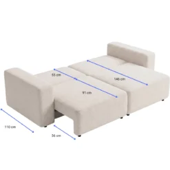 Noelle sovesofa i sand tekstil
