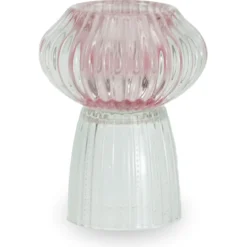Nori glas fyrfadsstage lyserød/klar 13,5 cm