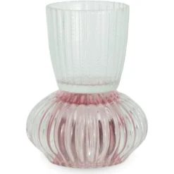 Nori glas fyrfadsstage lyserød/klar 13,5 cm