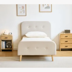 Premium Christian seng i beige 90x200 cm inkl. sengelameller og madrasser