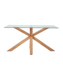 Sidney - Glas spisebord med ben i massiv egetræ 150x90 cm