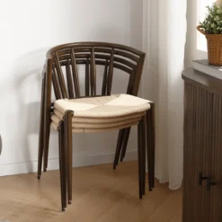Spisebordssæt - Susan plankebord i røget eg 200 cm + 6 x Bella spisebordsstol i røget egelook med fletsæde