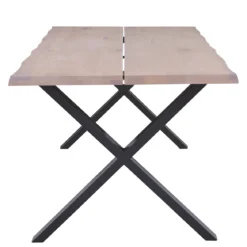Susan plankebord - 200x95 cm - i hvidolieret eg med krydsben - (Forberedt til tillægsplader)