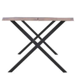 Susan plankebord - 200x95 cm - i hvidolieret eg med krydsben - (Forberedt til tillægsplader)