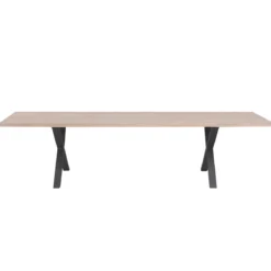 Susan plankebord - 300x95 cm - i hvidolieret eg med krydsben - (Forberedt til tillægsplader)