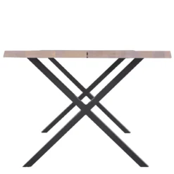 Susan plankebord - 300x95 cm - i hvidolieret eg med krydsben - (Forberedt til tillægsplader)