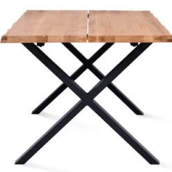 Susan plankebord - 200x95 cm - naturligt olieret eg med krydsben (Forberedt til tillægsplader)